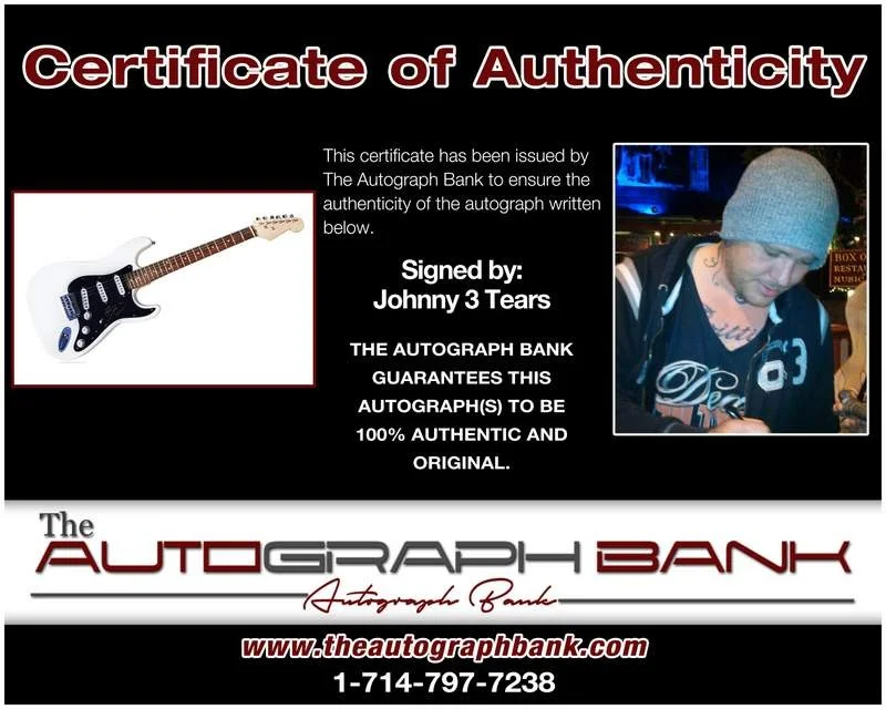 Johnny 3 Tears — Johnny 3 Tears authentic signed rap electric guitar W/Cert Autographed A0001, image 2