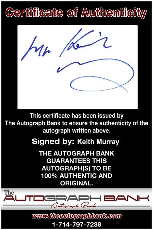Keith Murray — Keith Murray authentic signed rap Notecard W/Certificate Autographed (A0016), image 2