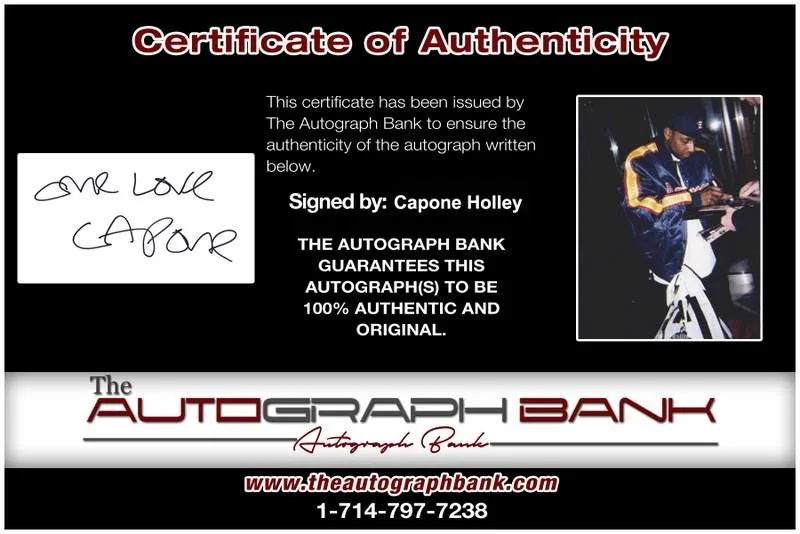 Capone — Capone Holley authentic signed rap Notecard W/Certificate Autographed A0011, image 2