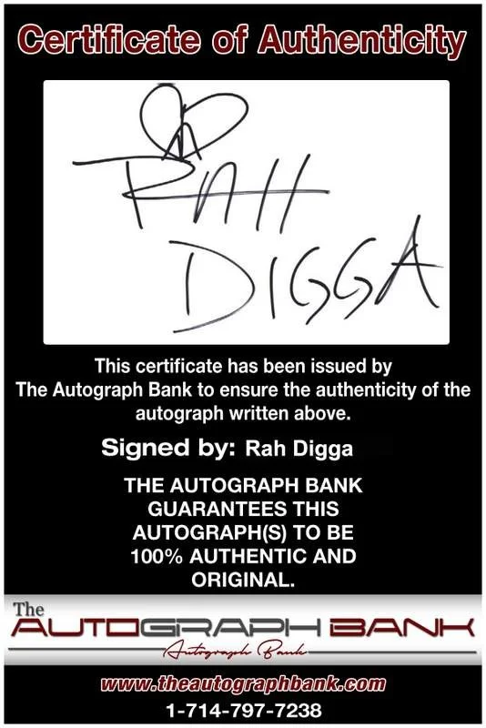 Rah Digga — Rah Digga authentic signed rap Notecard W/Certificate Autographed (A0024), image 2