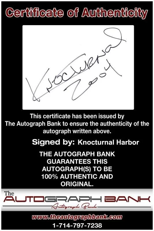 Knocturnal — Knocturnal Harbor authentic signed rap Notecard W/Cert Autographed (A0019), image 2
