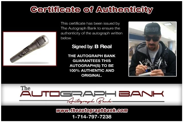 B-Real — B-Real authentic signed RAPPER MICROPHONE W/ Certificate Autographed (mc112b1), image 2