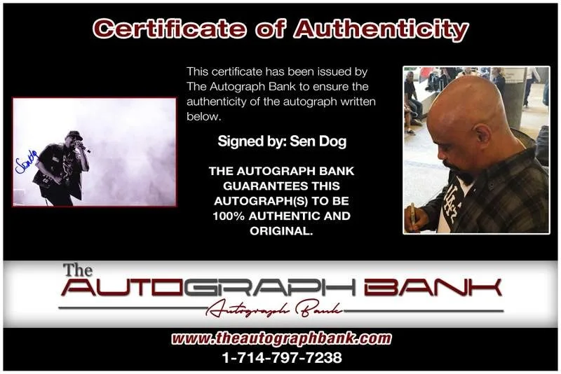 Sen Dog — Cypress Hill Sen Dog authentic signed rap 10x15 photo W/Cert Autographed A0001, изображение 2