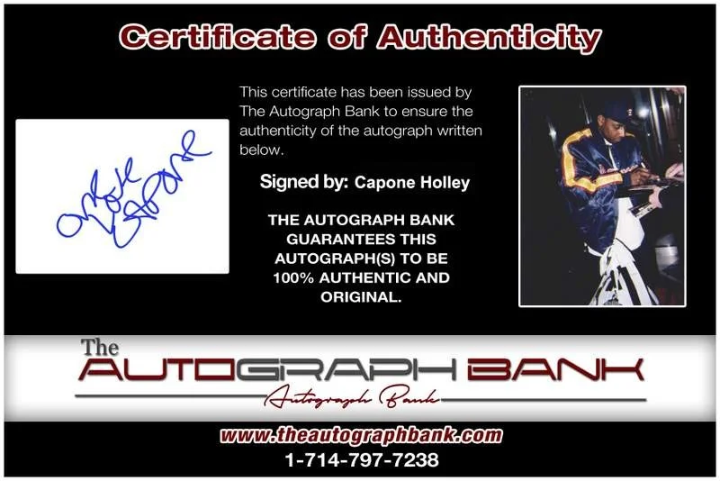Capone — Capone Holley authentic signed rap Notecard W/Certificate Autographed A0008, image 2