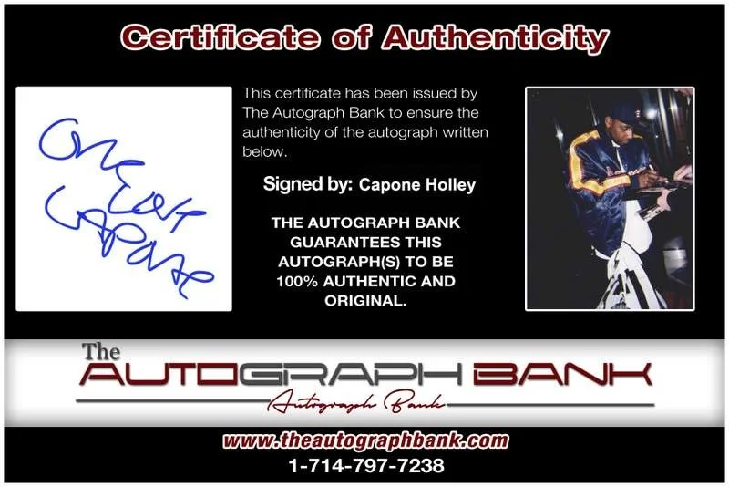 Capone — Capone Holley authentic signed rap Notecard W/Certificate Autographed A0012, image 2