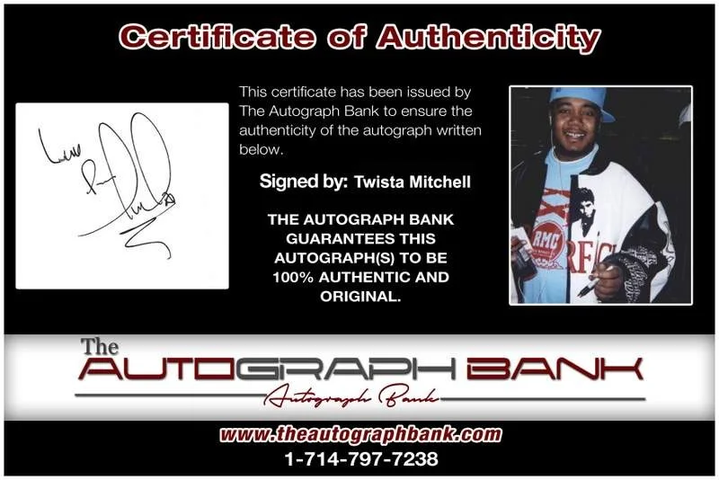 Twista — Twista Mitchell authentic signed rap Notecard W/Certificate Autographed 0028, image 2