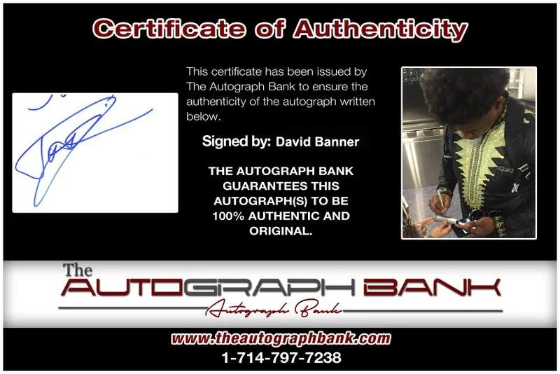David Banner — David Banner authentic signed rap Notecard W/Certificate Autographed (A0014), image 2