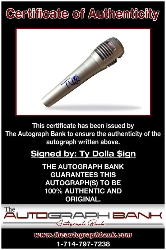 Ty Dolla — Ty Dolla Sign authentic signed rap mic W/Certificate Autographed (A0042), image 2