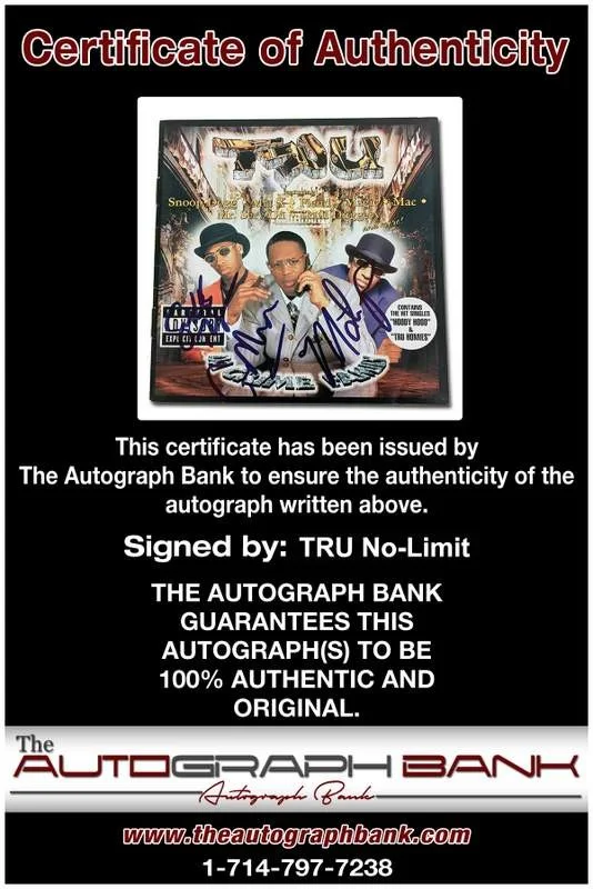 Master P, C-Murder, Silkk the Shocker — Tru No-Limit Master P C-Murder Silkk aThe Shocker signed rap CD booklet W/Cert, изображение 2