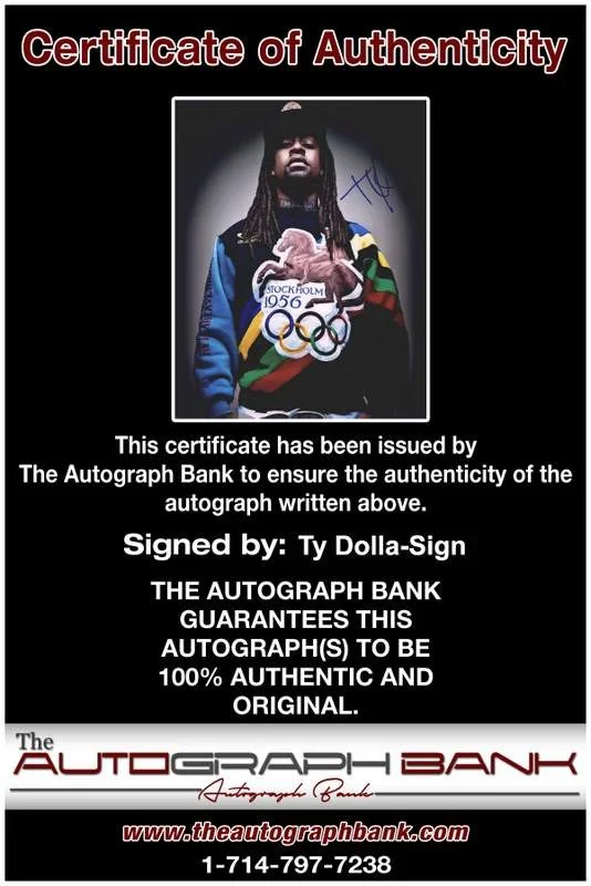 Ty Dolla Sign — Ty Dolla-Sign authentic signed rap 8x10 photo W/Certificate Autographed (A1185), image 2