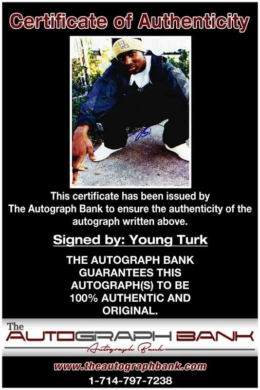 Young Turk — Turk authentic signed rap 8x10 photo W/Certificate Autographed (A00277), image 2