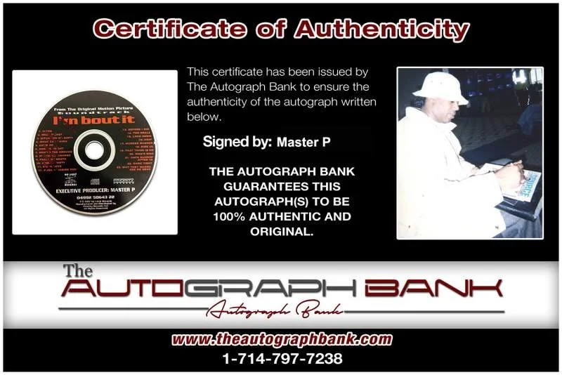 Master P — TRU Master P signed I'm Bout It Movie Soundtrack CD W/Certificate Autographed, image 2
