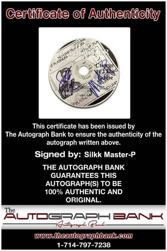 Silkk The Shocker, Master P — Silkk The Shocker Master P signed Charge it to Da Game cd W/Cert Autographed, image 2