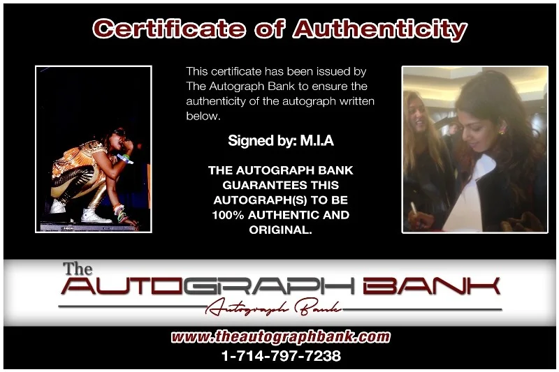 M.I.A Mathangi — M.I.A Mathangi Arulpragasam authentic signed 10x15 photo |CERT Autographed 26-h, изображение 2