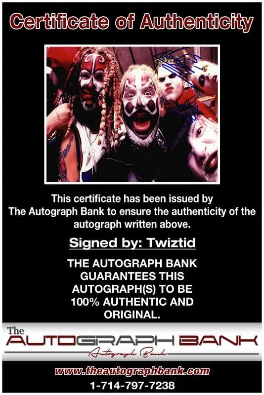 Twiztid authentic — Twiztid authentic signed rap 8x10 photo W/Certificate Autographed (A00291), изображение 2