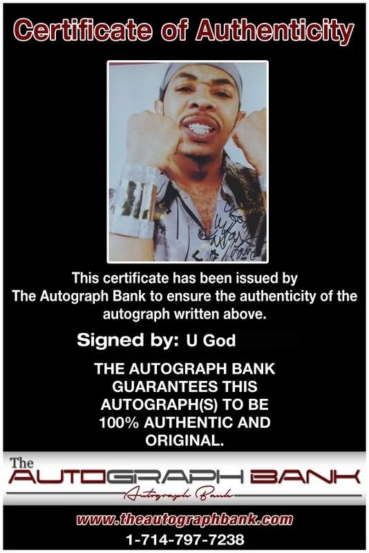 U-God — Wu Tang Clan U God authentic signed rap 8x10 photo W/Certificate Autographed 188, image 2