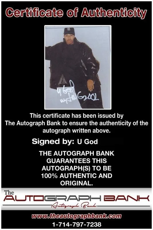 U-God — Wu Tang Clan U God authentic signed rap 8x10 photo W/Certificate Autographed 190, изображение 2