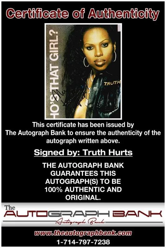 Truth Hurts — Truth Hurts authentic signed rap 8x10 photo W/Certificate Autographed (A00294), image 2