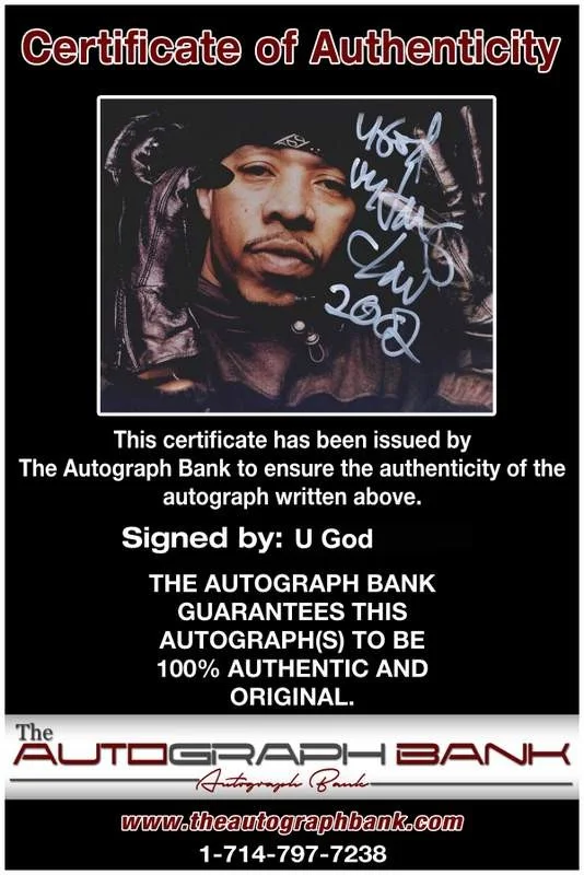 U-God — Wu Tang Clan U God authentic signed rap 8x10 photo W/Certificate Autographed 189, изображение 2