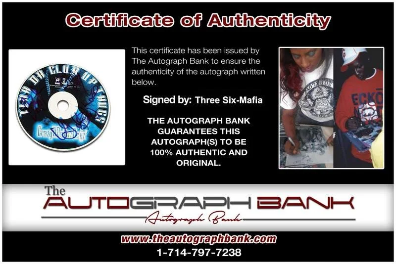 Juicy J, Dj Paul, Lord Infamous, Gangsta Boo — 666 Triple Three Six Mafia signed CD W/Juicy J Dj Paul Lord Infamous Gangsta Boo, изображение 2