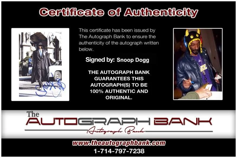 Snoop Dogg — Snoop Dogg Dog authentic signed rap 8x10 photo W/Certificate Autographed (A1113), image 2