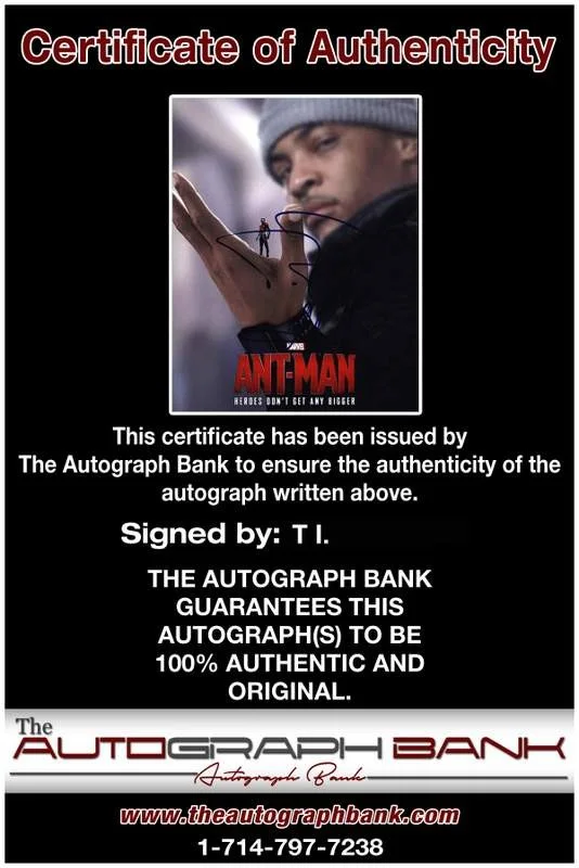 T I TI — T I Autographed authentic signed rap 8x10 photo W/Certificate Autographed A0001, изображение 2