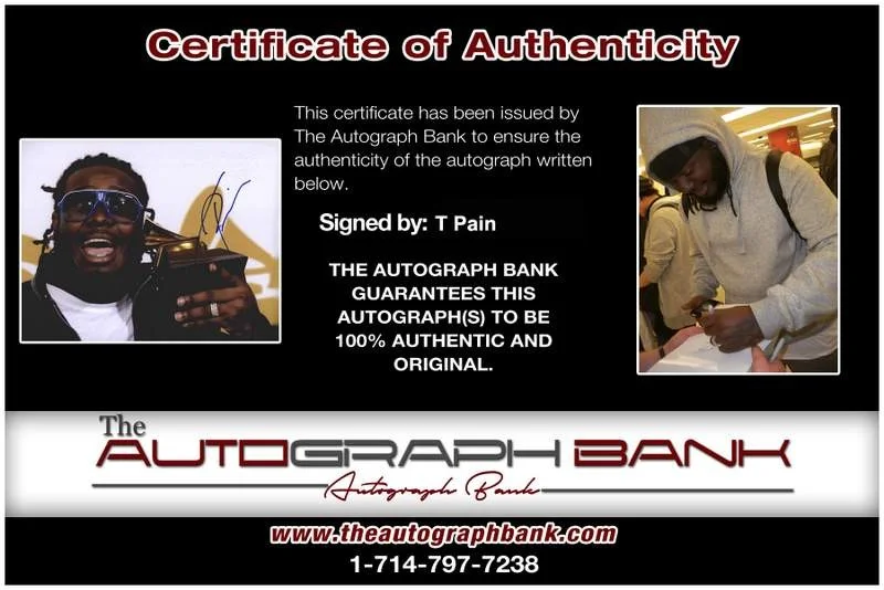 T-Pain — T Pain authentic signed rap 8x10 photo W/Certificate Autographed (A1144), изображение 2