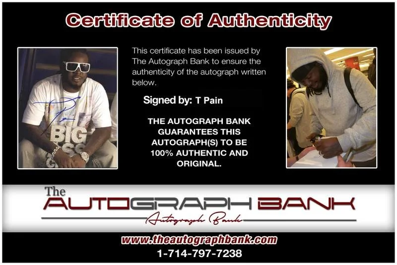 T-Pain — T Pain authentic signed rap 8x10 photo W/Certificate Autographed (A1146), изображение 2