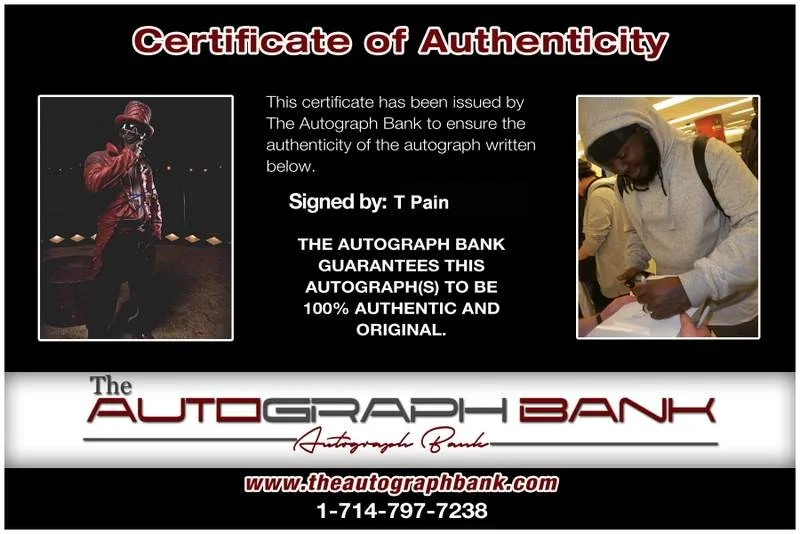 T-Pain — T Pain authentic signed rap 8x10 photo W/Certificate Autographed (A1143), изображение 2