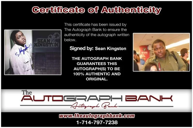 Sean Kingston — Sean Kingston authentic signed rap 8x10 photo W/Certificate Autographed (A1046), изображение 2