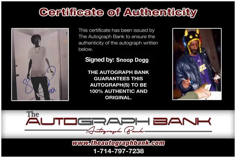 Snoop Dogg — Snoop Dogg Dog authentic signed rap 8x10 photo W/Certificate Autographed (A1103), image 2