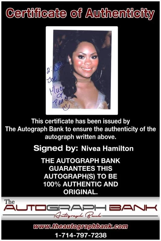 Nivea Hamilton — Nivea Hamilton authentic signed rap 8x10 photo W/Certificate Autographed (A0996), image 2
