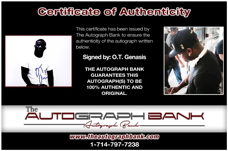 OT Genasis — OT Genasis authentic signed RAPPER 8x10 photo W/ Certificate Autographed (26-k), image 2
