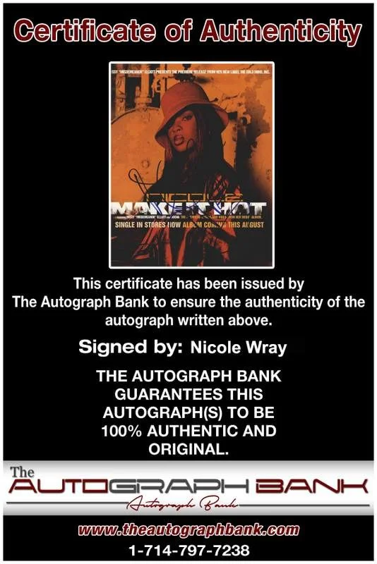 Nicole Wray — Nicole Wray authentic signed rap 8x10 magazine page W/Certificate Autographed 53, image 2