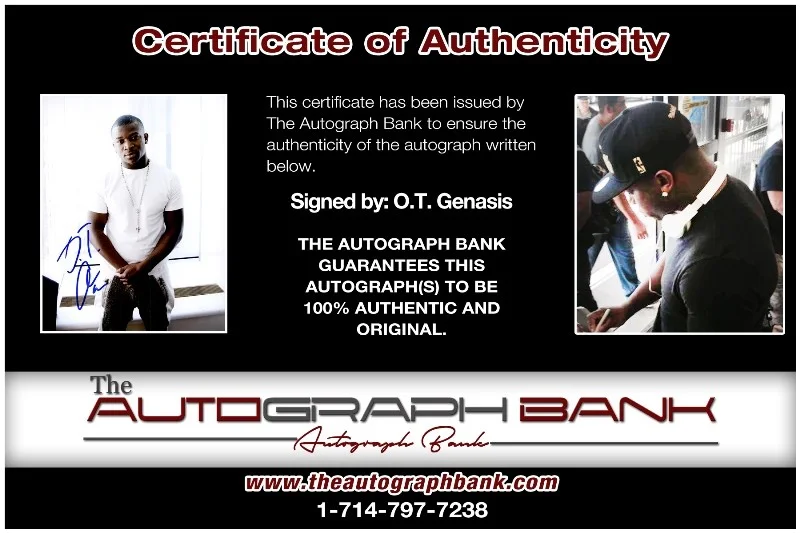 OT Genasis — OT Genasis authentic signed RAPPER 8x10 photo W/ Certificate Autographed (26-b), image 2