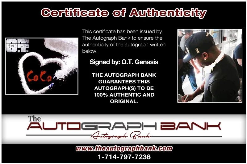 OT Genasis — OT Genasis authentic signed RAPPER 8x10 photo W/ Certificate Autographed (26-j), image 2