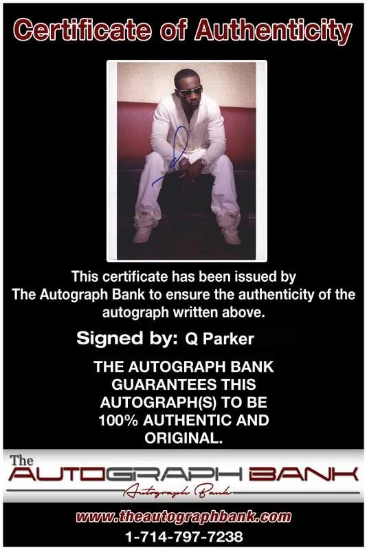 Q Parker — Q Parker authentic signed rap 8x10 photo W/Certificate Autographed (A1010), image 2