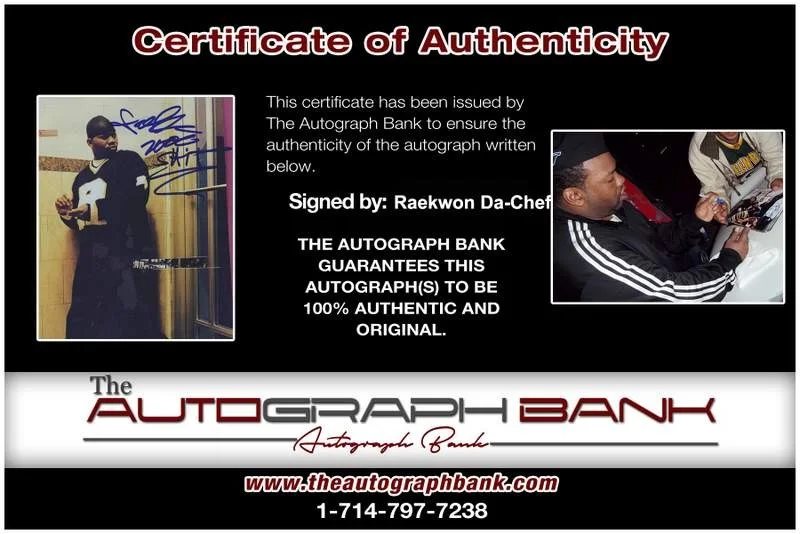 Raekwon Da Chef — Wu Tang Clan Raekwon signed rap 8x10 photo W/Certificate Autographed (A1025), изображение 2