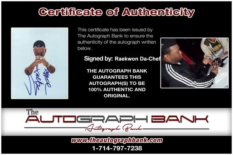 Raekwon Da Chef — Wu Tang Clan Raekwon signed rap 8x10 photo W/Certificate Autographed (A1023), image 2