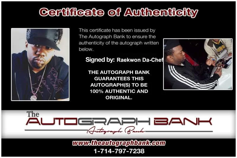 Raekwon Da Chef — Wu Tang Clan Raekwon signed rap 8x10 photo W/Certificate Autographed (A1021), изображение 2