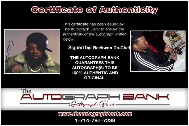 Raekwon Da Chef — Wu Tang Clan Raekwon signed rap 8x10 photo W/Certificate Autographed (A1031), изображение 2