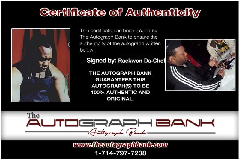 Raekwon Da Chef — Wu Tang Clan Raekwon signed rap 8x10 photo W/Certificate Autographed (A1019), изображение 2