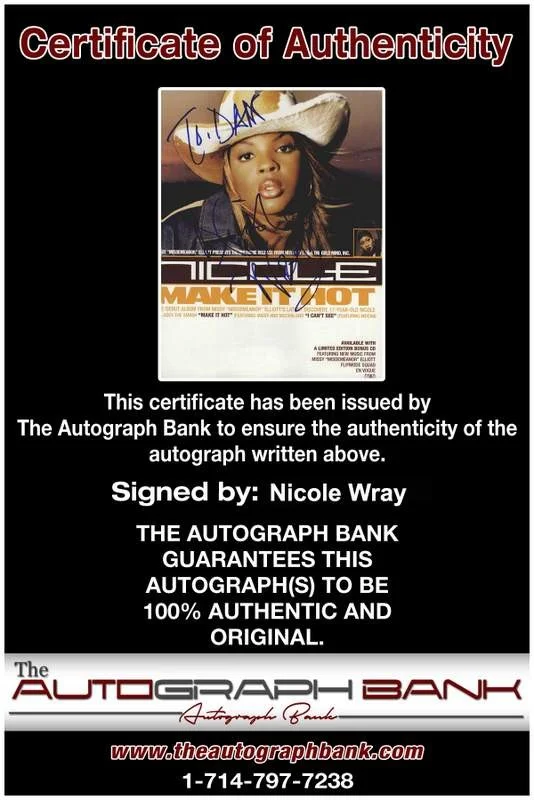 Nicole Wray — Nicole Wray authentic signed rap 8x10 magazine page W/Certificate Autographed 56, image 2