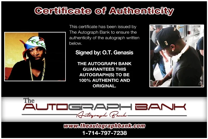 OT Genasis — OT Genasis authentic signed RAPPER 8x10 photo W/ Certificate Autographed (26-a), image 2