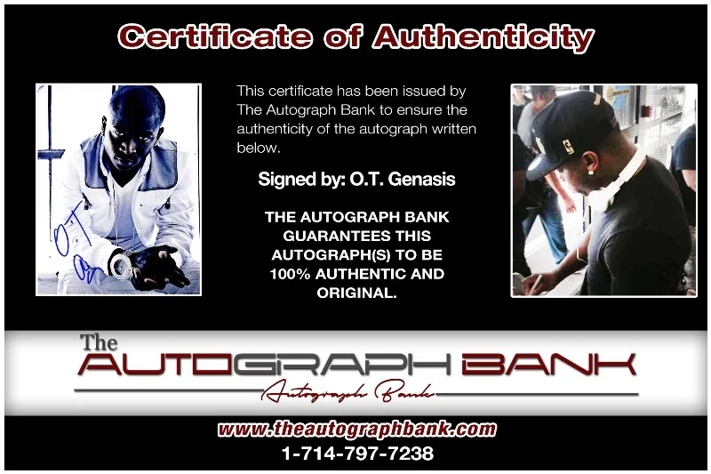 OT Genasis — OT Genasis authentic signed RAPPER 8x10 photo W/ Certificate Autographed (26-c), image 2