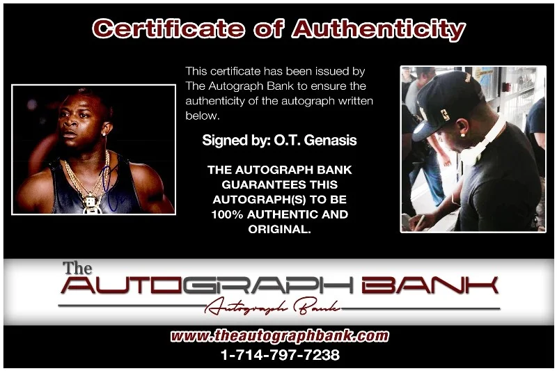OT Genasis — OT Genasis authentic signed RAPPER 8x10 photo W/ Certificate Autographed (26-i), image 2