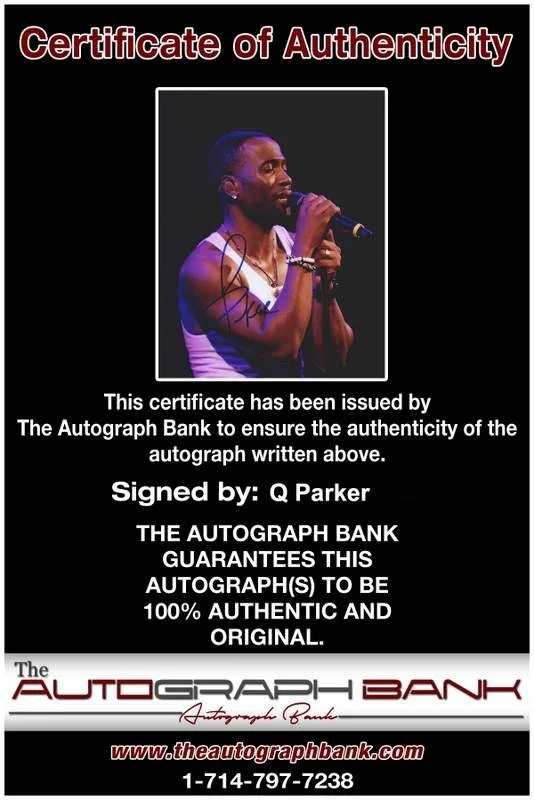Q Parker — Q Parker authentic signed rap 8x10 photo W/Certificate Autographed (A1008), изображение 2