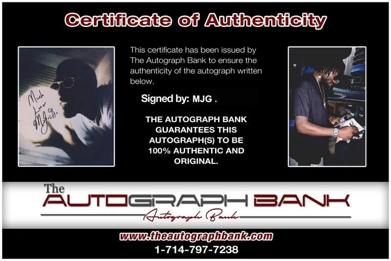 MJG — MJG M.J.G. authentic signed rap 8x10 photo W/Certificate Autographed (A0937), изображение 2