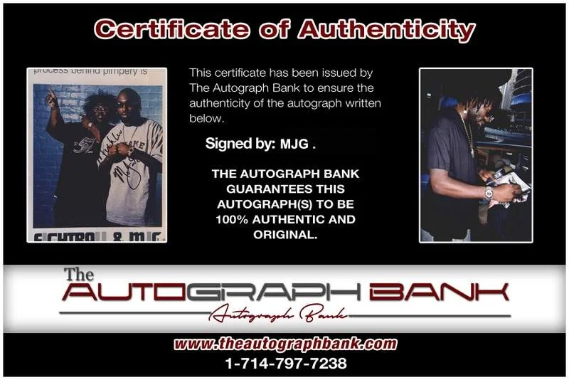 MJG — MJG M.J.G. authentic signed rap 8x10 photo W/Certificate Autographed (A0935), изображение 2