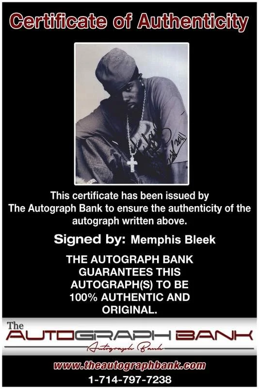 Memphis Bleek — Rocafella Memphis Bleek signed rap 8x10 photo W/Certificate Autographed (A0917), изображение 2